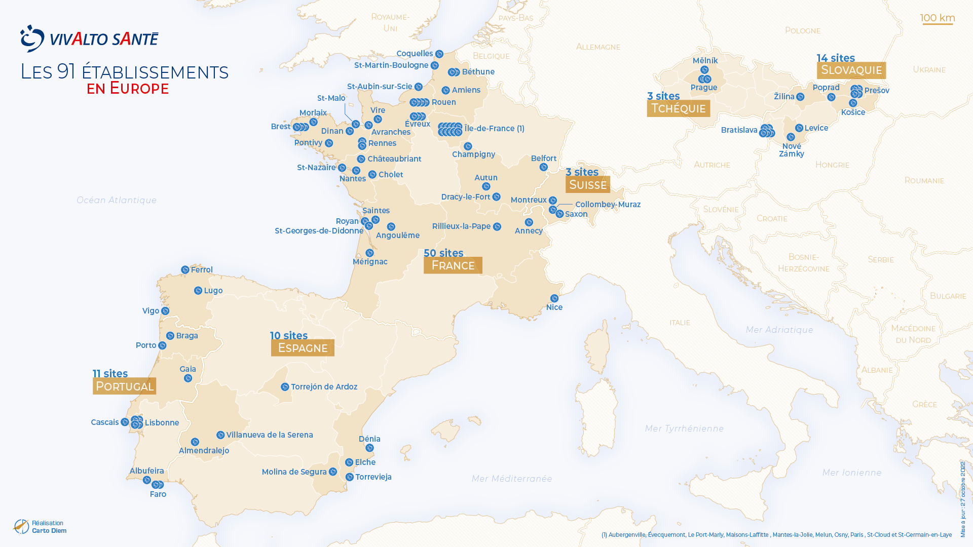 Implantations en Europe Vivalto Santé