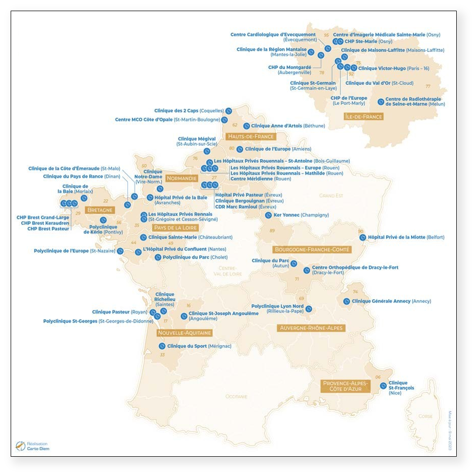 Carte des établissements en France