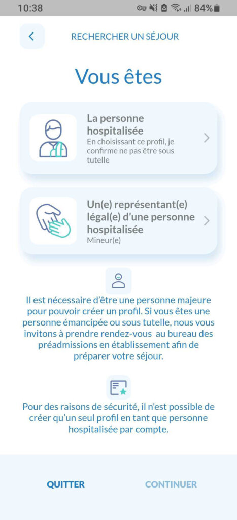 Espace Patient : rechercher un séjour