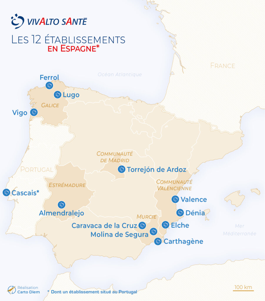 Les 12 établissements Vivalto Santé en Espagne