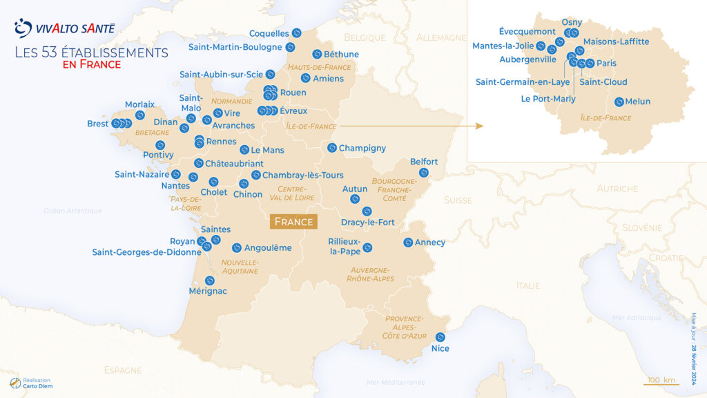 Les 53 établissements Vivalto Santé en France