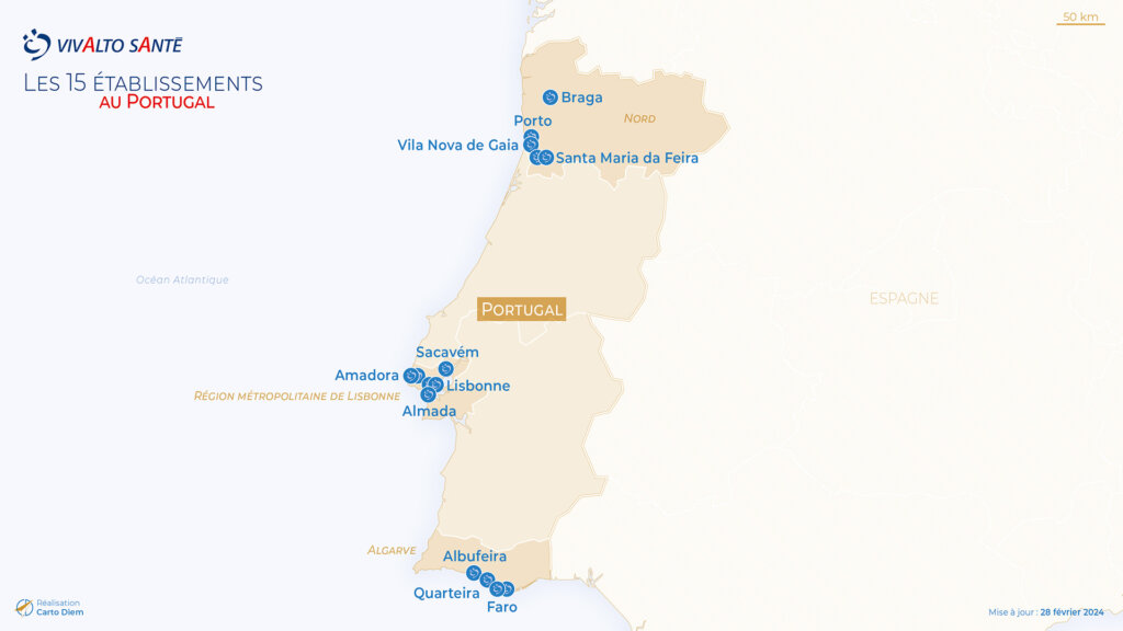 Les 15 établissements Vivalto Santé au Portugal