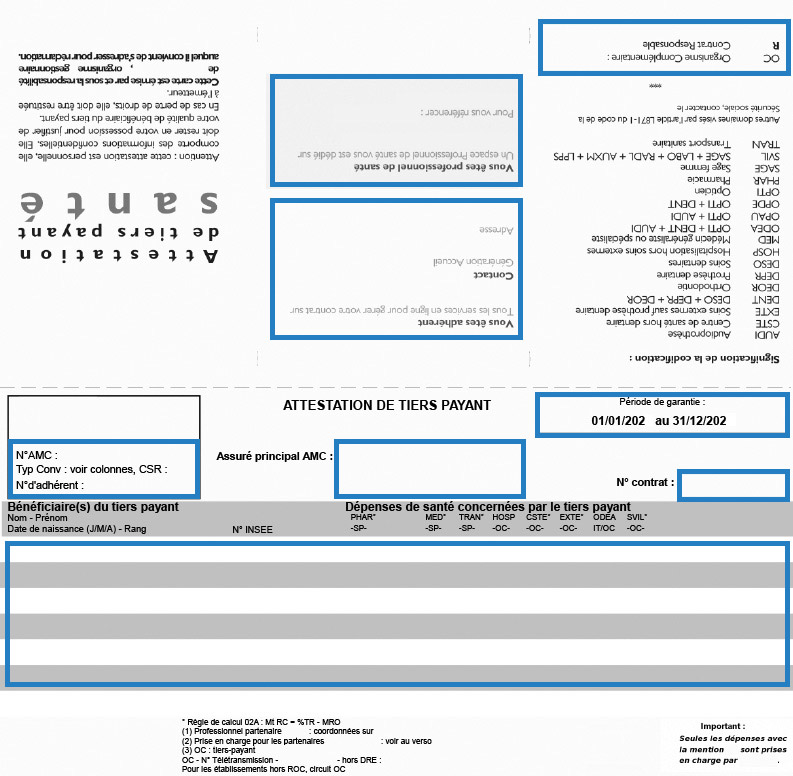 Attestation de tiers payant